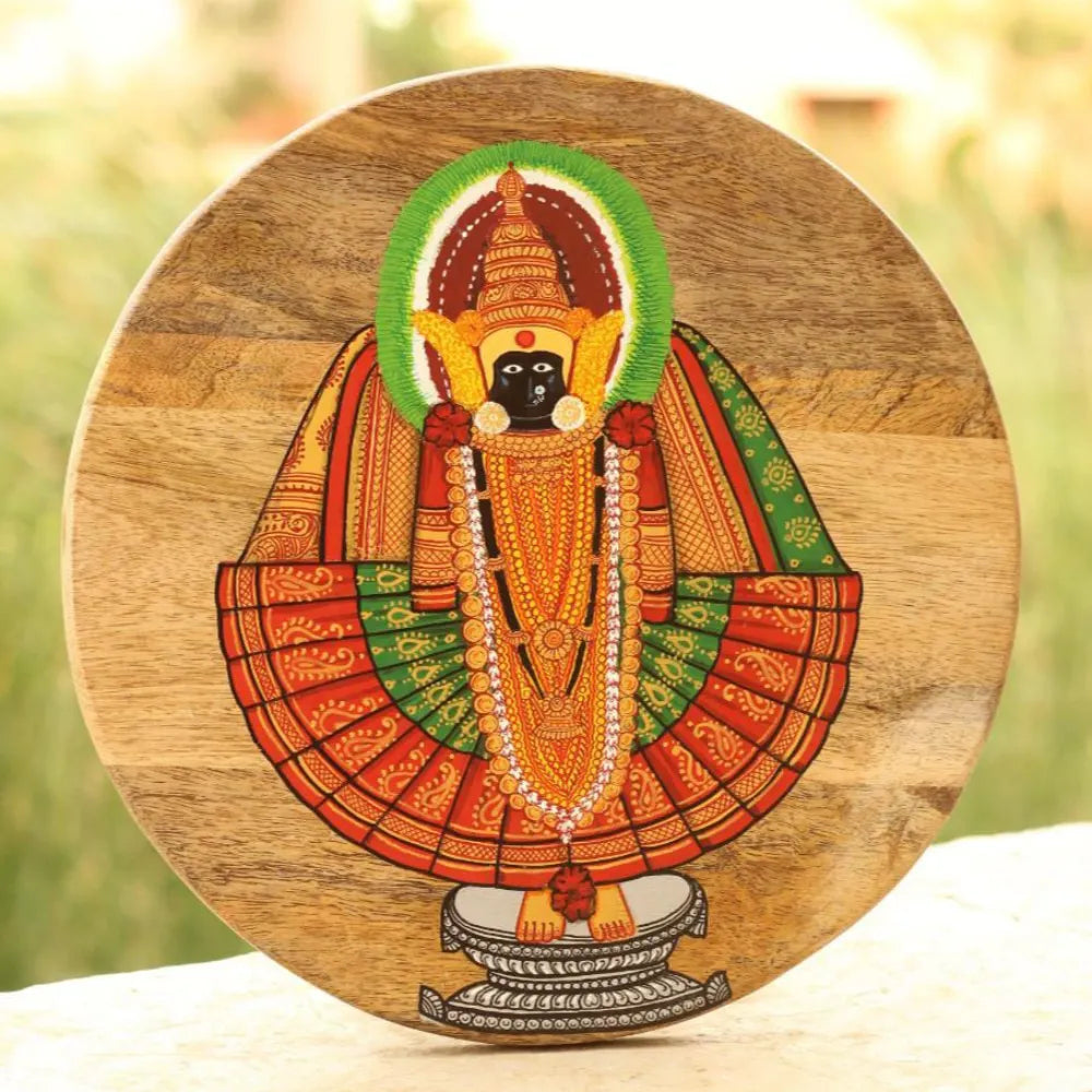 Hand-painted Pattachitra Ma Kholapuri Devi Wall Plate by Maavni