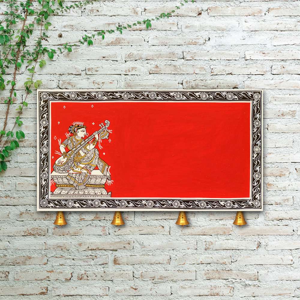Hand-painted Pattachitra Saraswati Wall Plate by Maavni