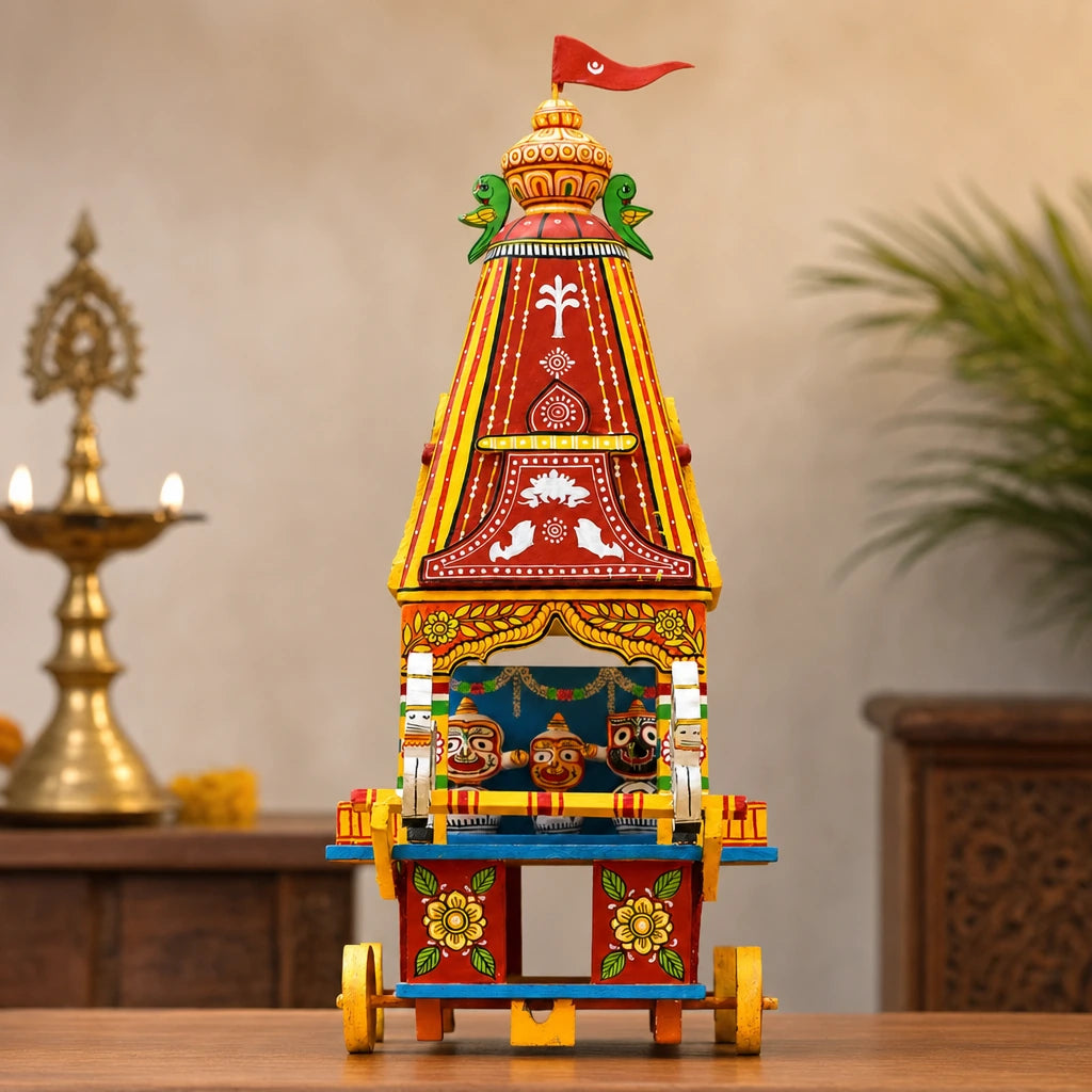 Maavni Handmade Jagannath Chariot Pattachitra Wooden Sculpture