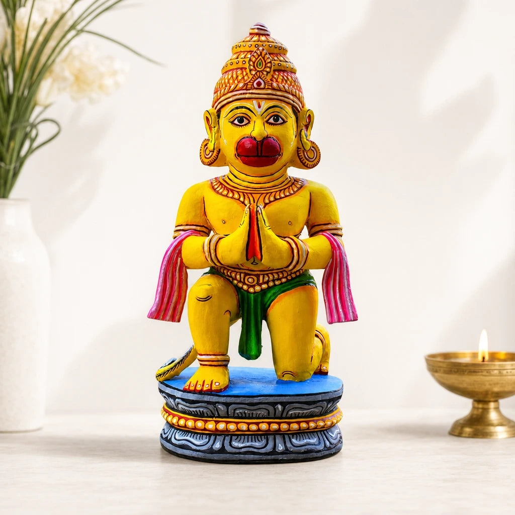 Maavni Painted Gambhari Wood Bajragbali