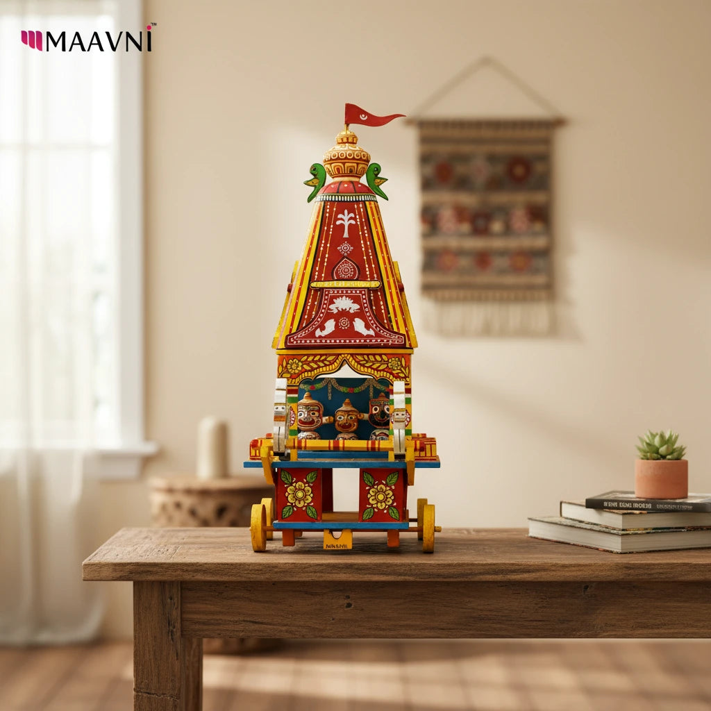 Maavni Handmade Jagannath Chariot Pattachitra Wooden Sculpture