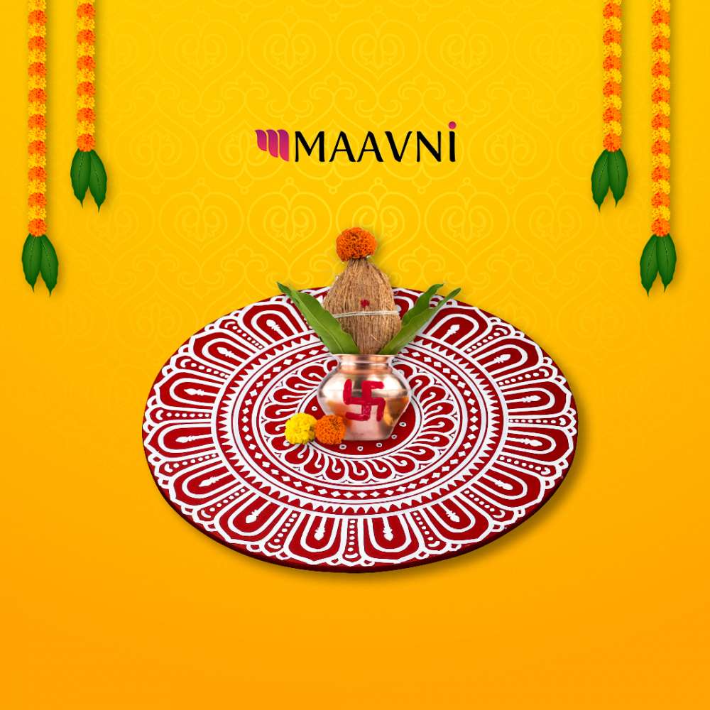 Hand-painted Pattachitra Odia Jhunti Style Rangoli Board For Pooja Room Decor by Maavni