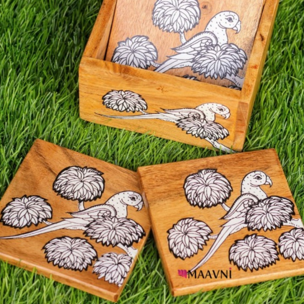 Hand-painted Pattachitra Corporate Gifting With Box And Logo Printed Coaster by Maavni