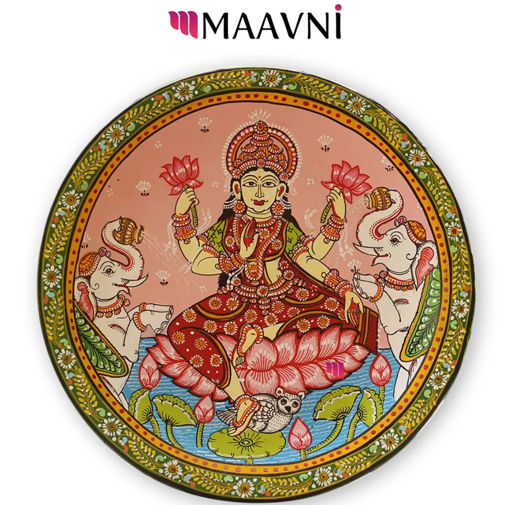 Hand-painted Pattachitra Ma Laxmi Base Wall Plate by Maavni