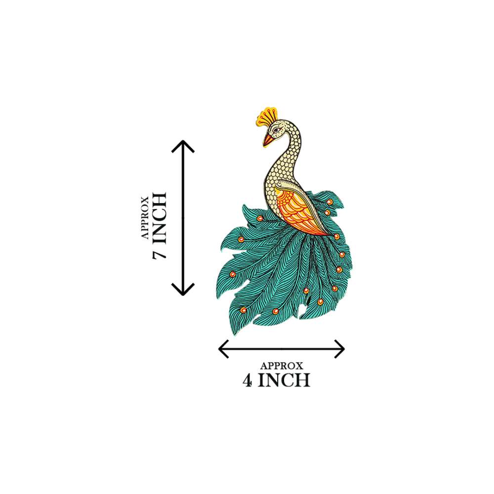 Hand-painted Pattachitra Seagreen Peacock Pair Cutouts Decor gallery image by Maavni