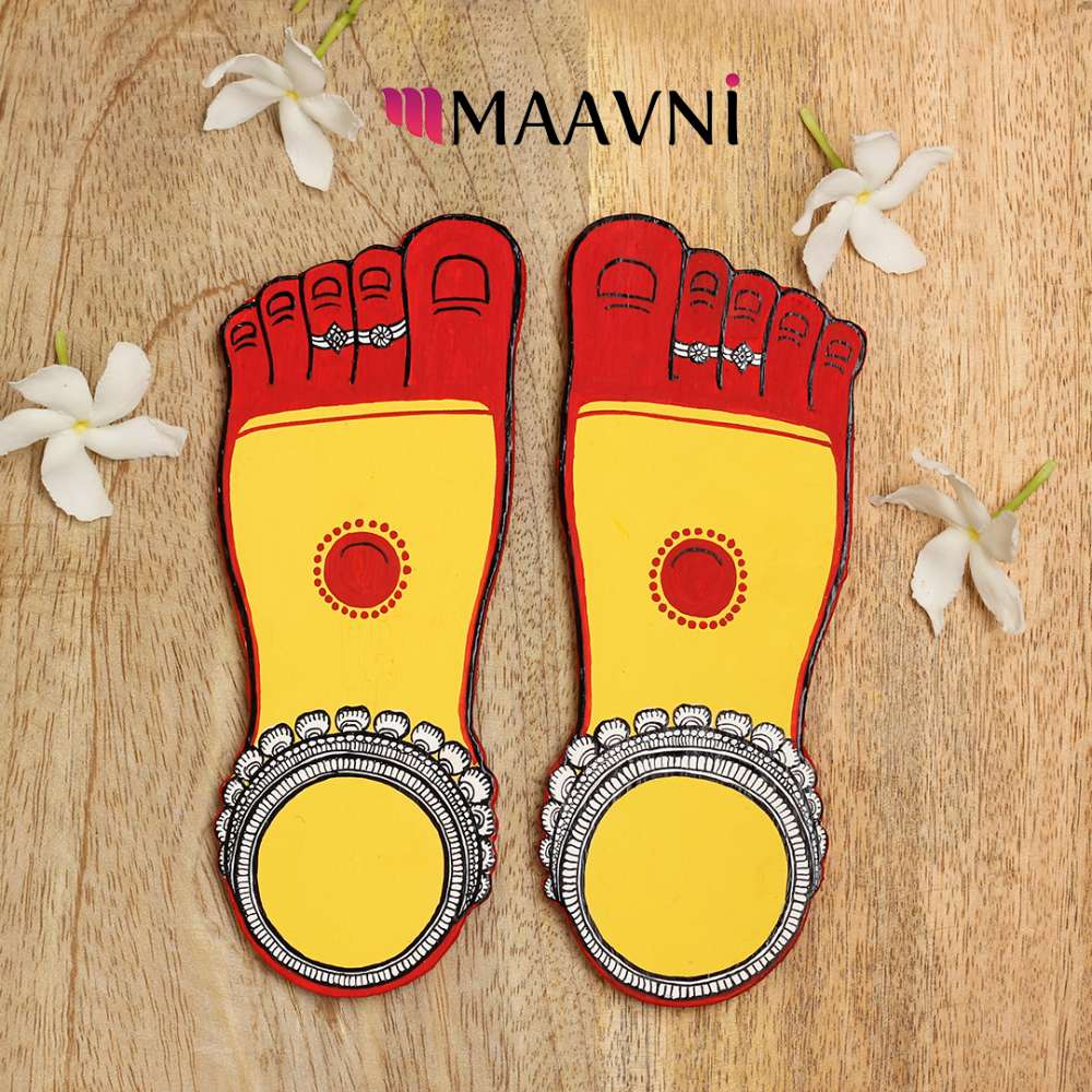Hand-painted Pattachitra Maa Laxmi Feet Cutout Decor by Maavni
