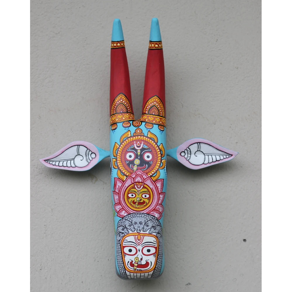 Hand-painted Pattachitra Cow Head Sky Hand Painted D Cor Painting gallery image by Maavni