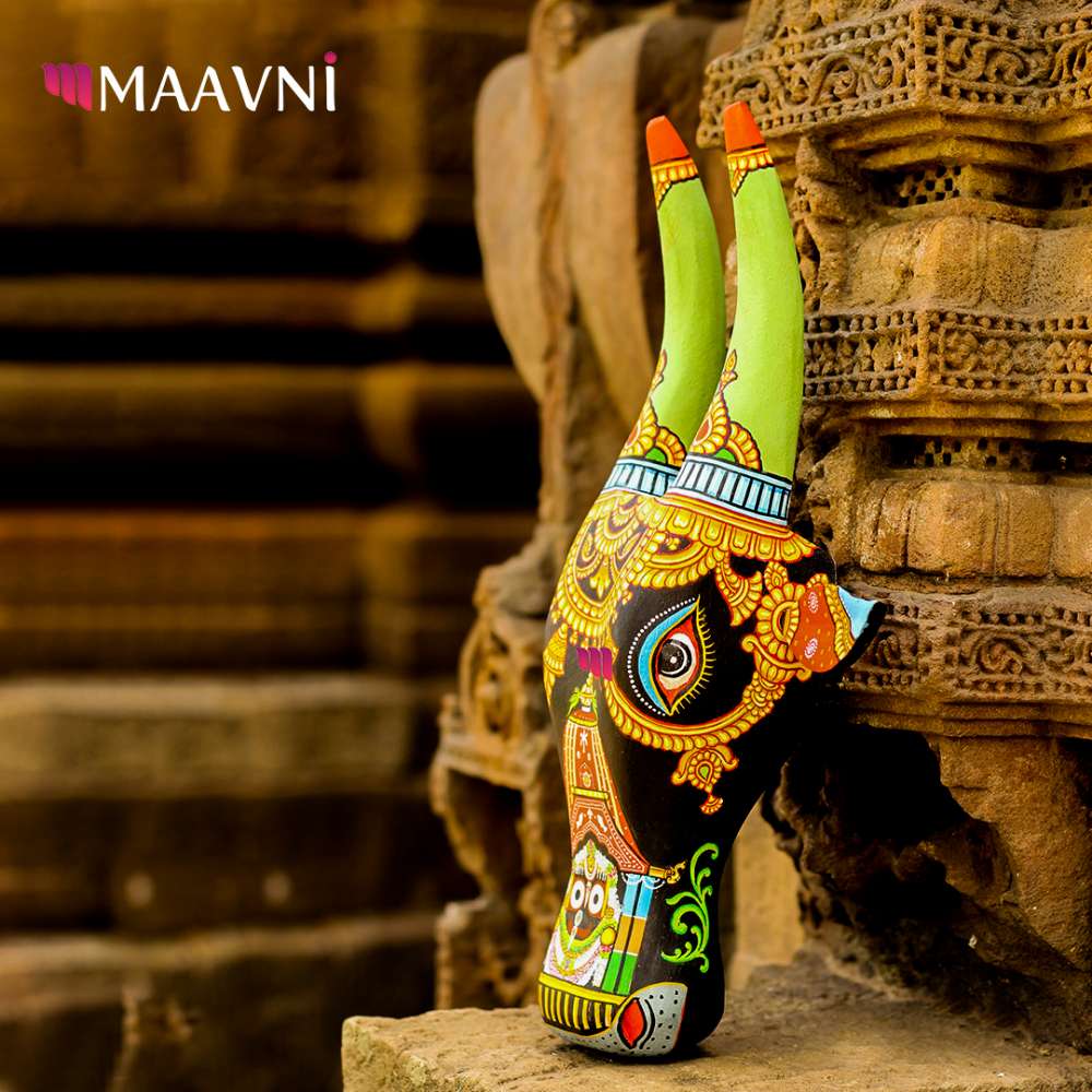 Hand-painted Pattachitra Jaganath Cowhead Decor by Maavni
