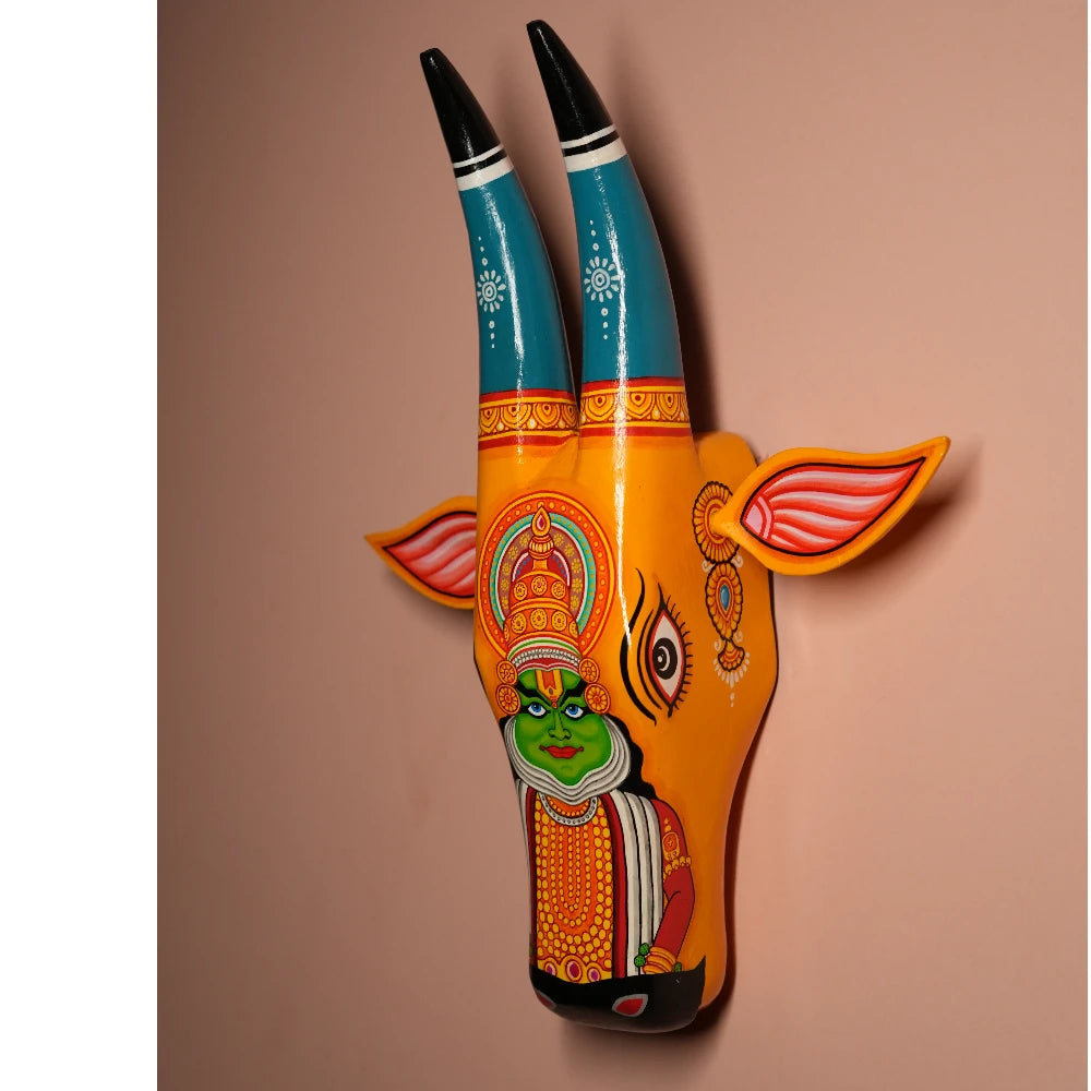 Hand-painted Pattachitra Cow Head Bharatanatyam Hand Painted D Cor Painting gallery image by Maavni