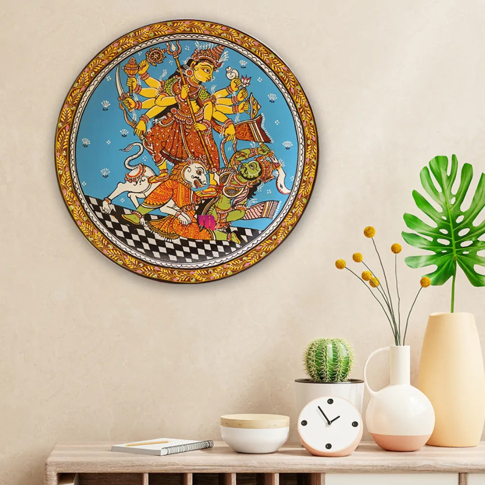 Hand-painted Pattachitra Durga Ma Wall Plate by Maavni
