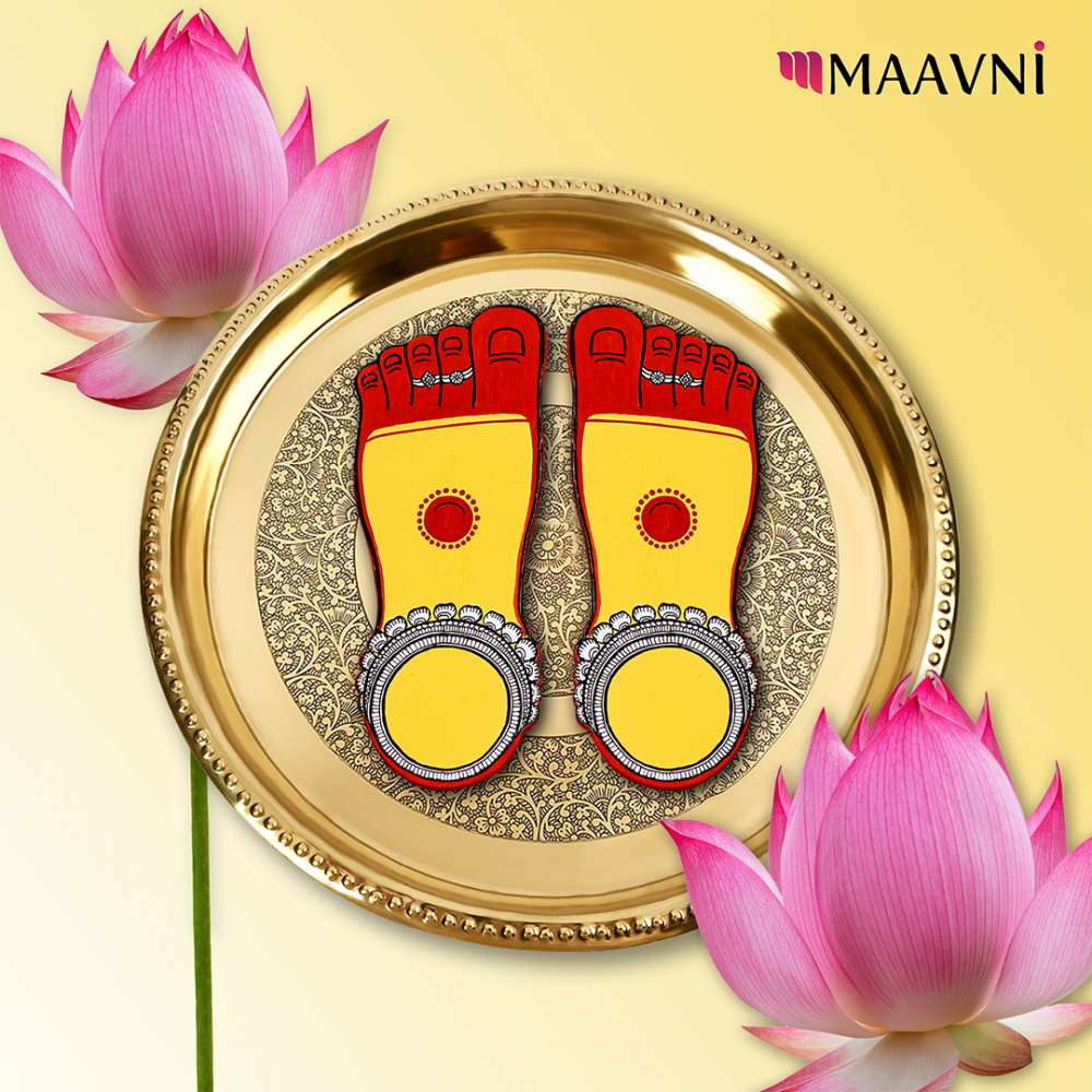 Hand-painted Pattachitra Maa Laxmi Feet Cutout Decor by Maavni