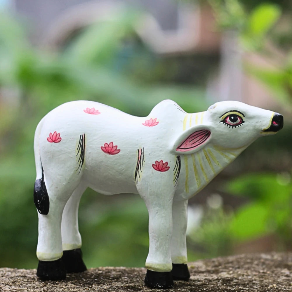 Hand-painted Pattachitra Baby Cow Festive Decor gallery image by Maavni