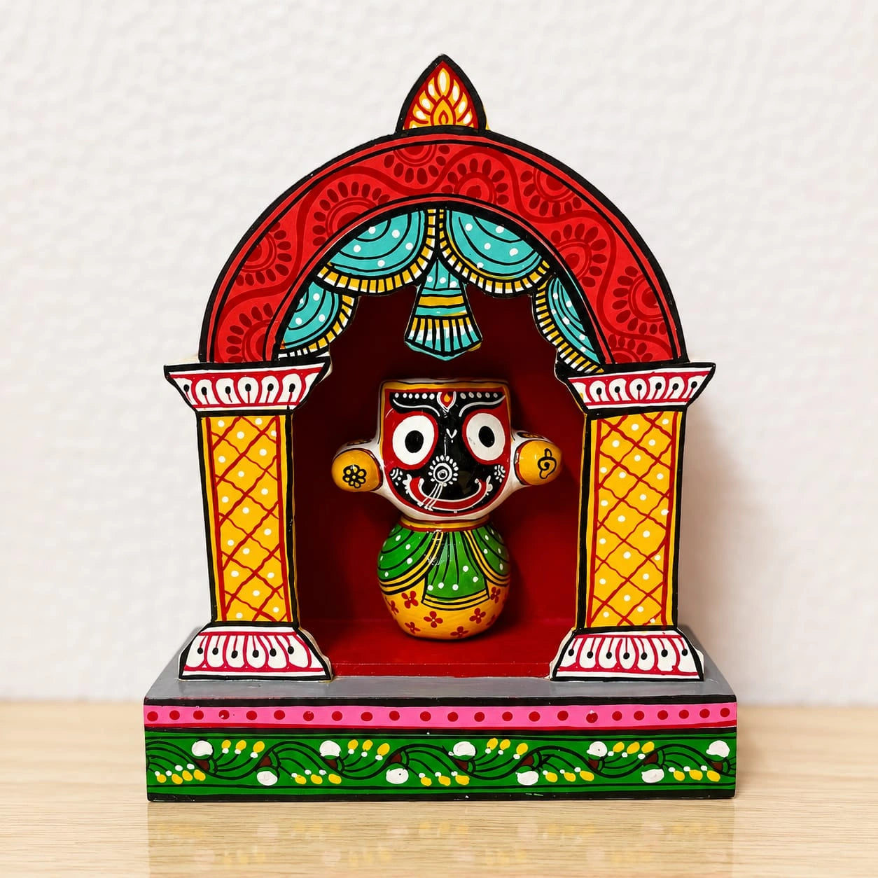 Hand-Painted Pattachitra-Style Mini Jagannath Temple Shrine