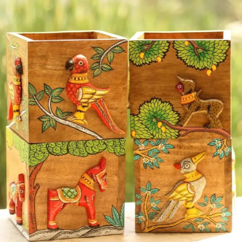 Hand-painted Pattachitra Planters Small Decor by Maavni
