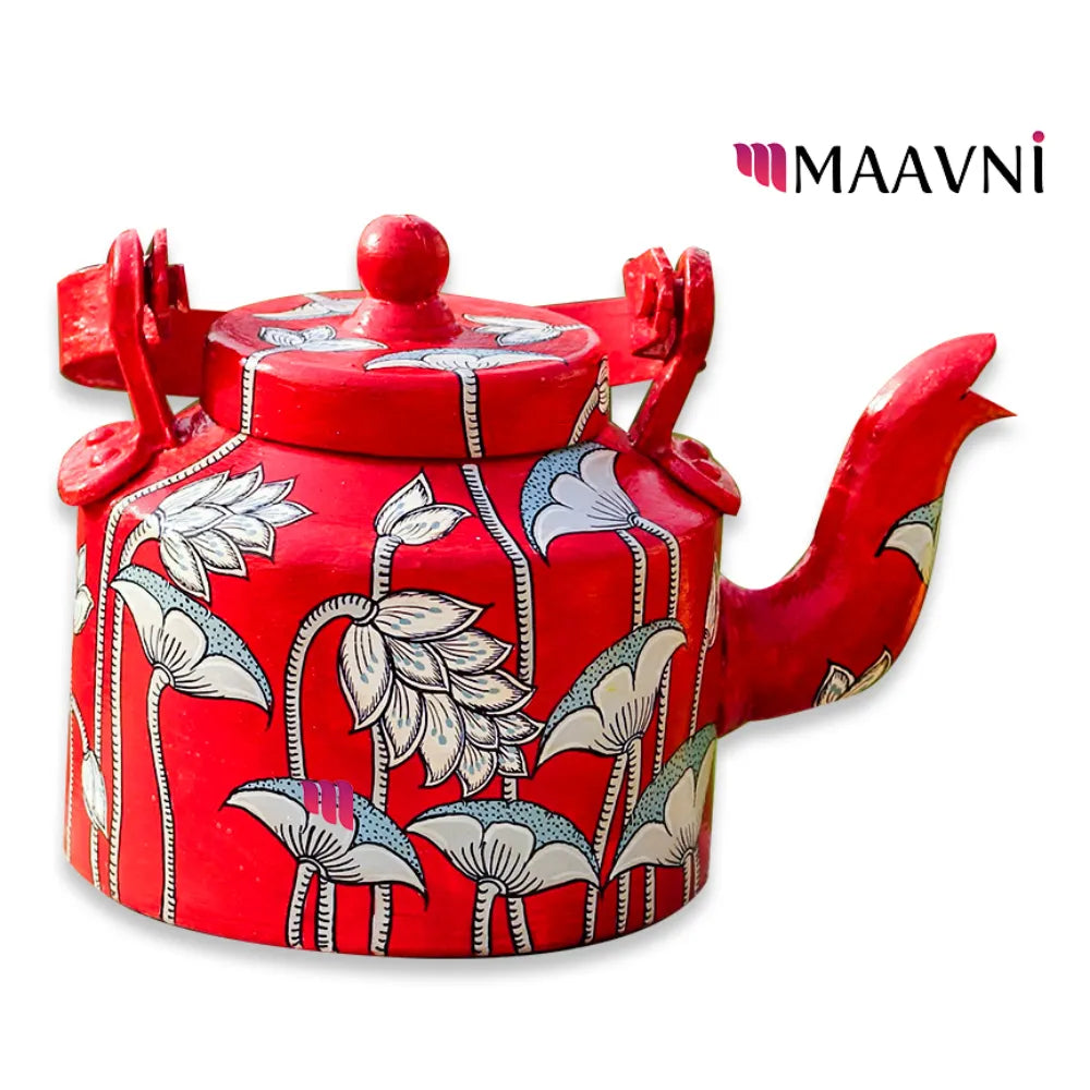 Hand-painted Pattachitra Lotus Theme Kettle gallery image by Maavni