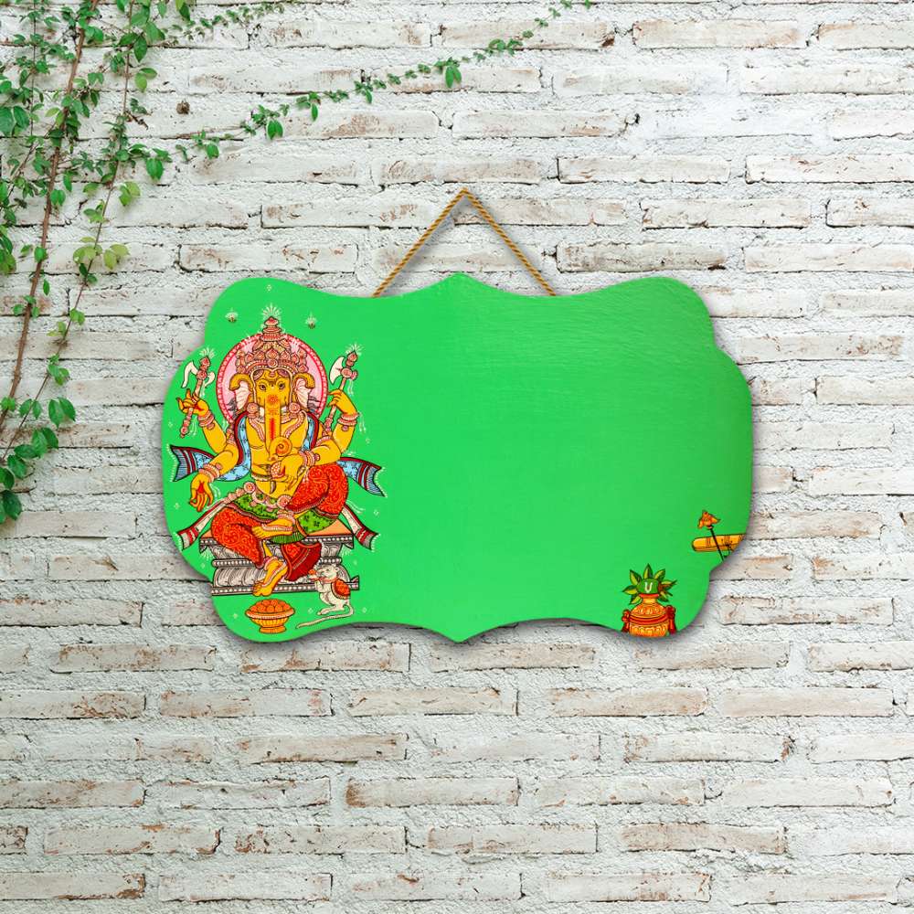 Hand-painted Pattachitra Ganesha Wall Plate by Maavni