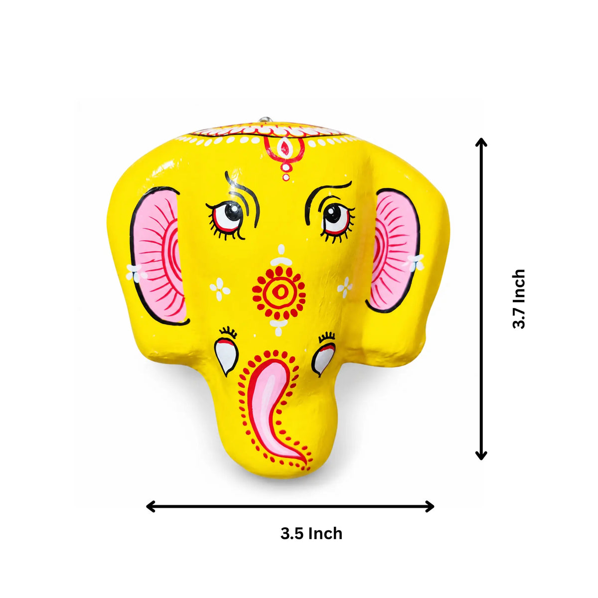 Hand-Painted Paper Mache Ganesha Elephant Wall Mask