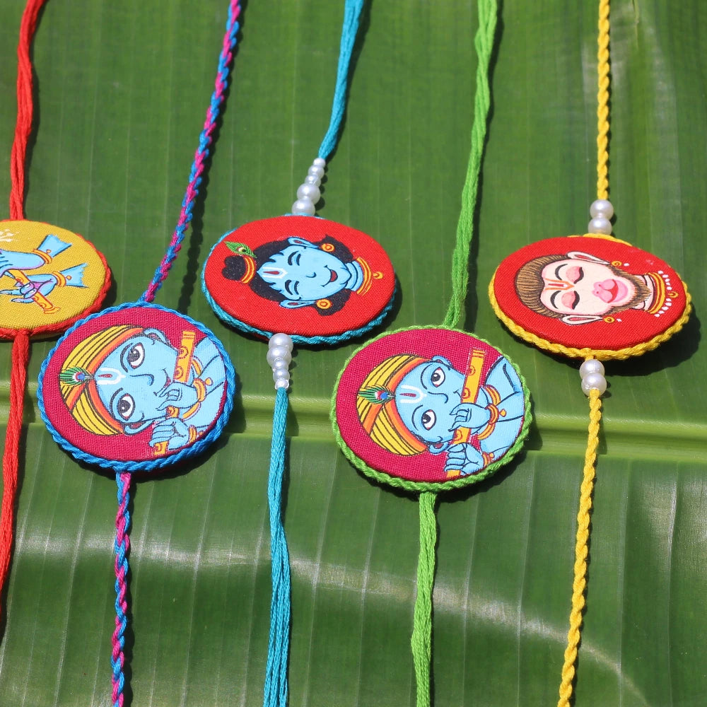 Hand-painted Pattachitra Rakhi Convertable Brooch Festive Decor by Maavni