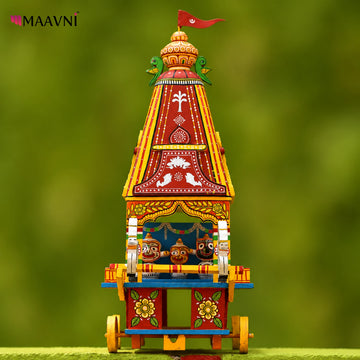 Maavni Handmade Jagannath Chariot Pattachitra Wooden Sculpture