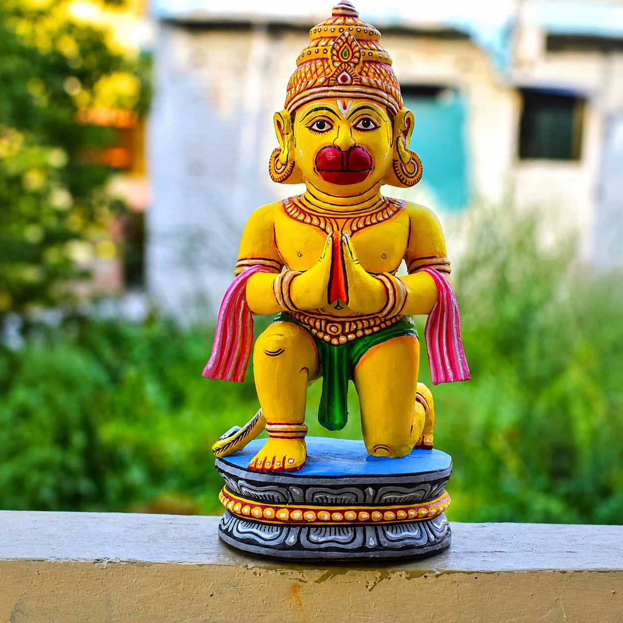 Maavni Painted Gambhari Wood Bajragbali