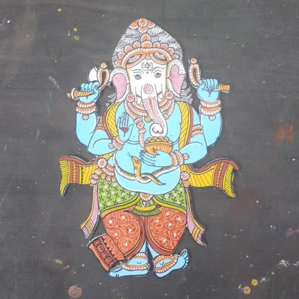 Hand-painted Pattachitra Ganesha Cutout Decor by Maavni