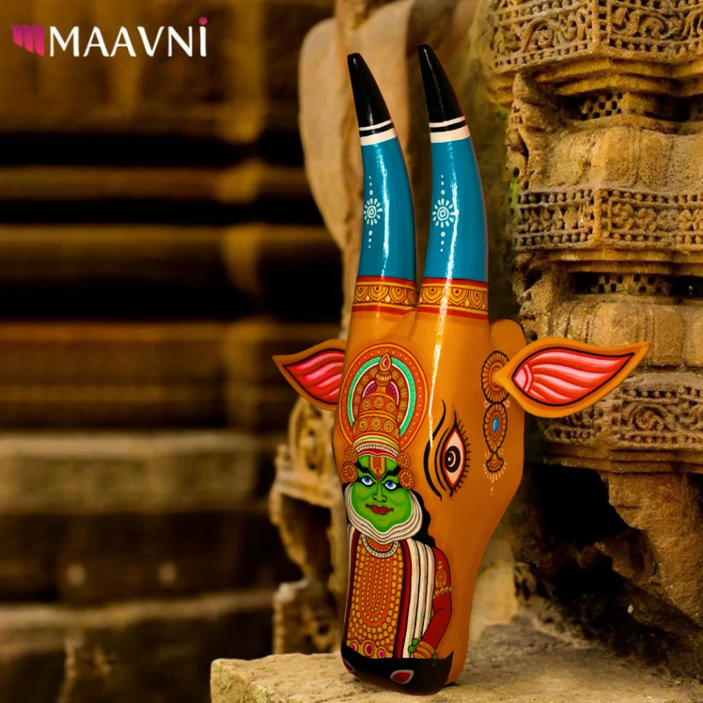 Hand-painted Pattachitra Cow Head Bharatanatyam Hand Painted D Cor Painting by Maavni