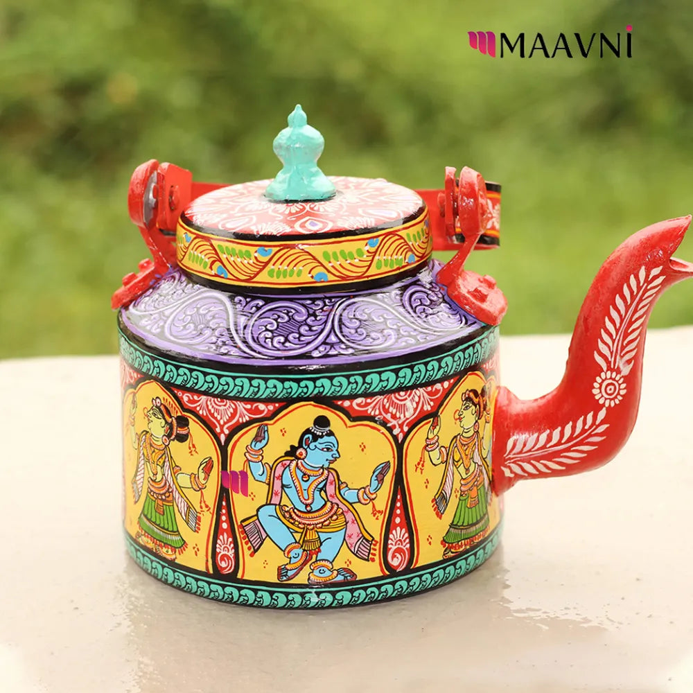 Hand-painted Pattachitra Nartaki Theme Kettle gallery image by Maavni