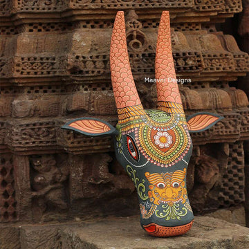 Hand-painted Pattachitra Cow Head Decor by Maavni