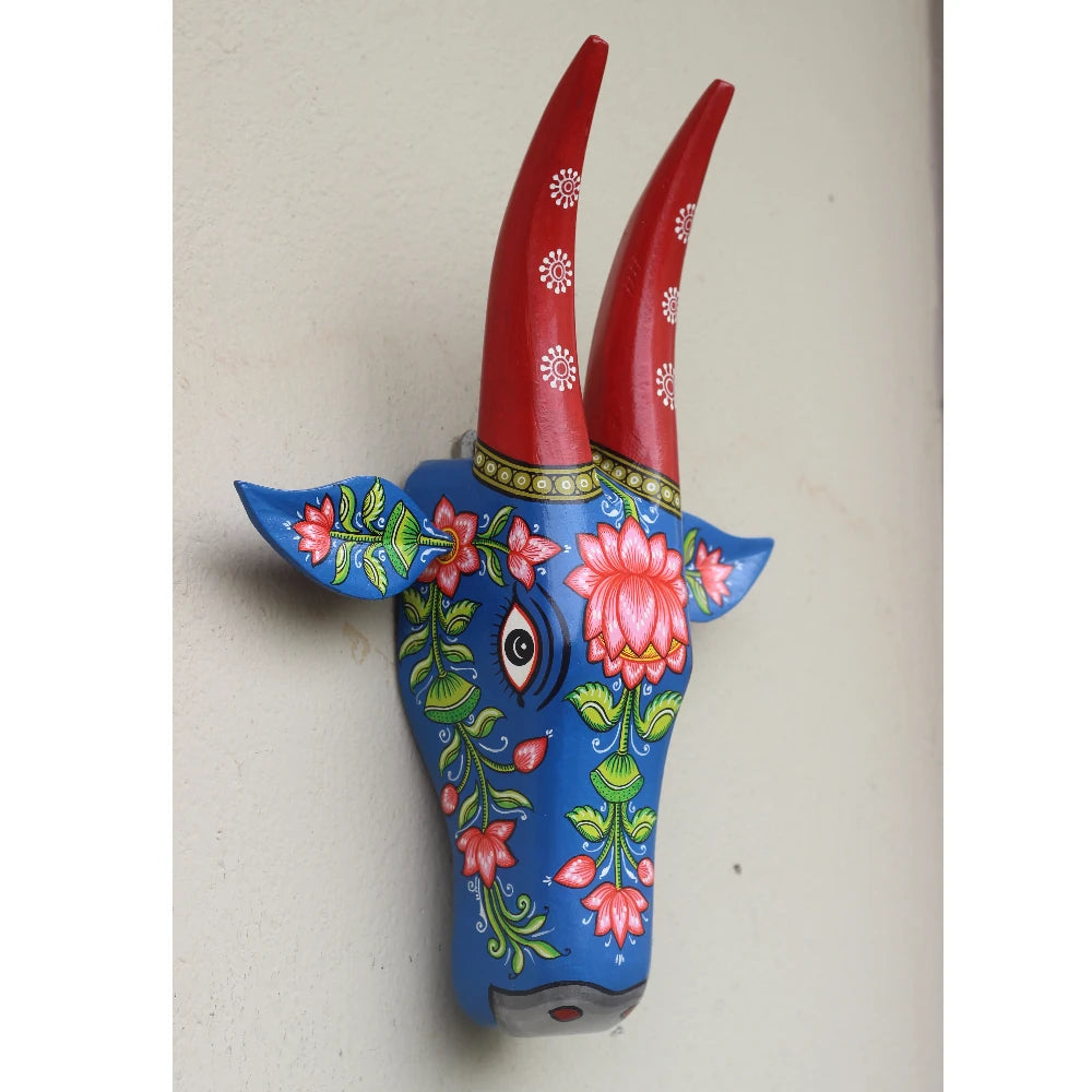 Hand-painted Pattachitra Cow Head Lotus Hand Painted D Cor Painting gallery image by Maavni