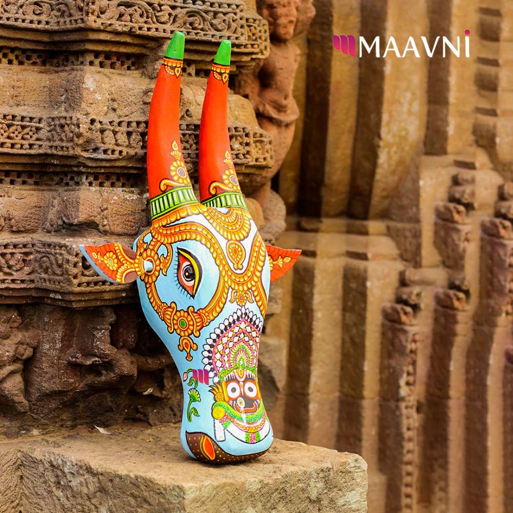 Hand-painted Pattachitra Shri Jaganath Cow Head Decor by Maavni