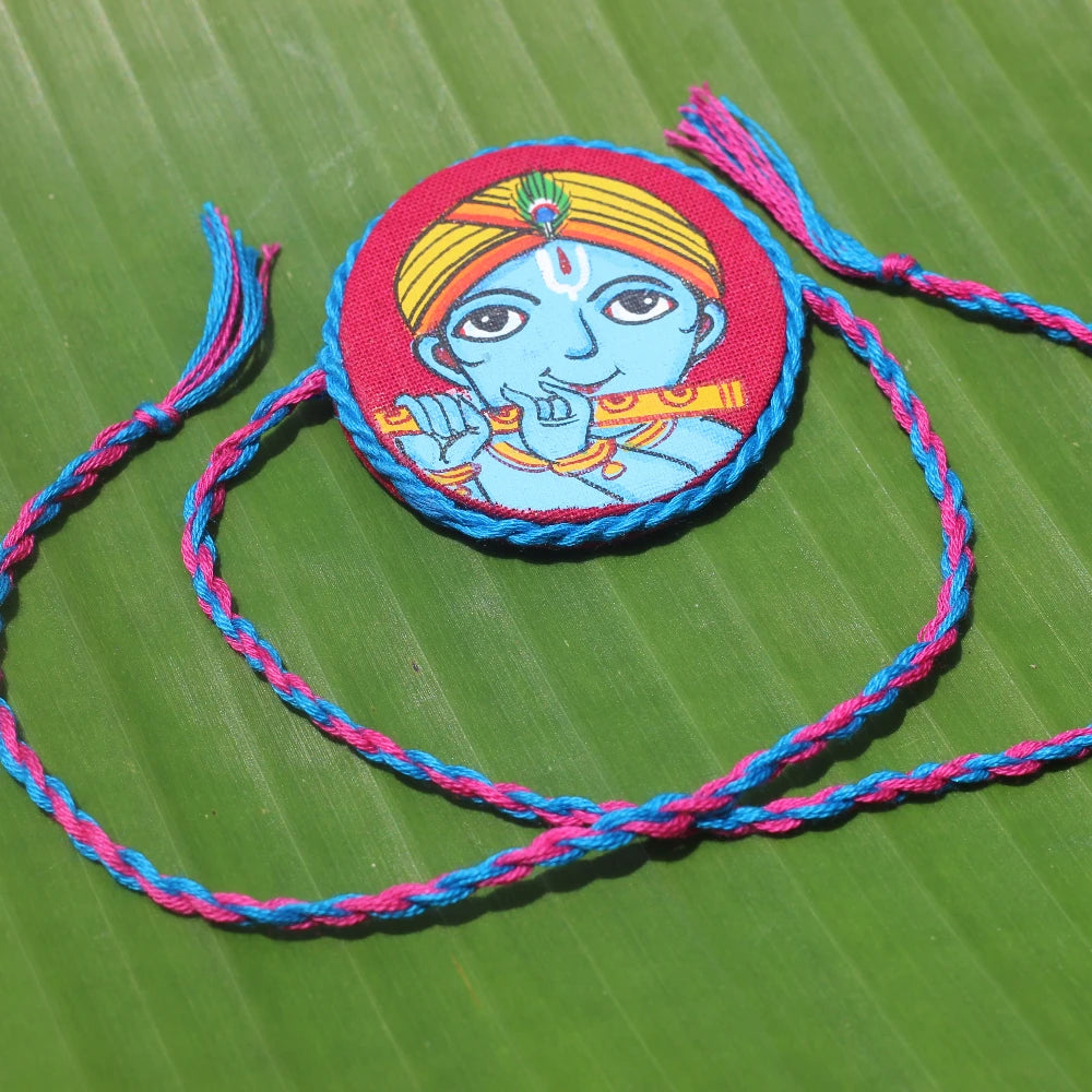 Hand-painted Pattachitra Krishna Bluerakhi Festive Decor by Maavni