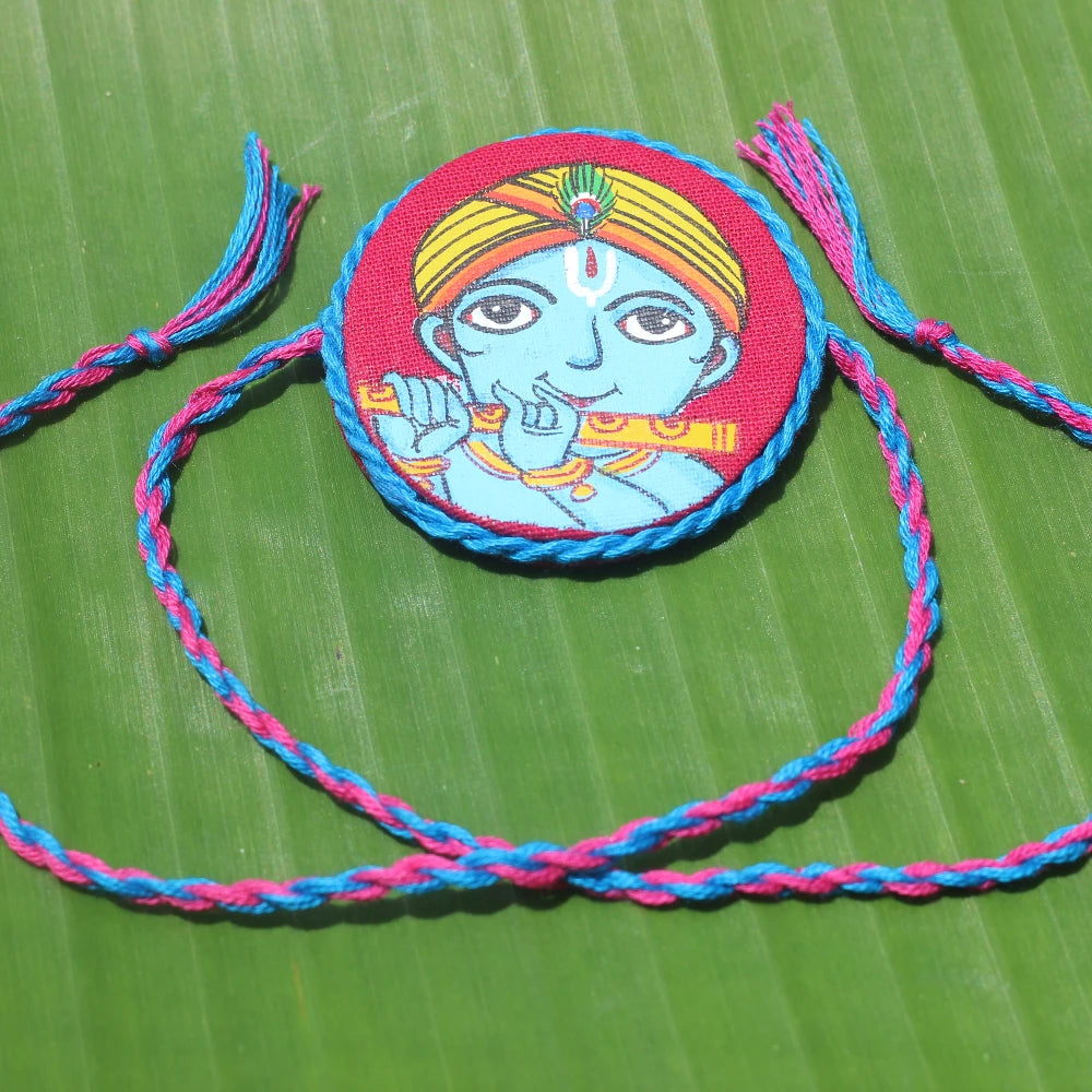 Hand-painted Pattachitra Krishna Bluerakhi Festive Decor by Maavni