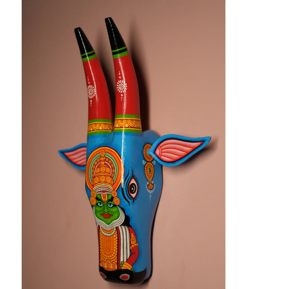 Hand-painted Pattachitra Cow Head Dark Bharatanatyam Hand Painted D Cor Painting gallery image by Maavni