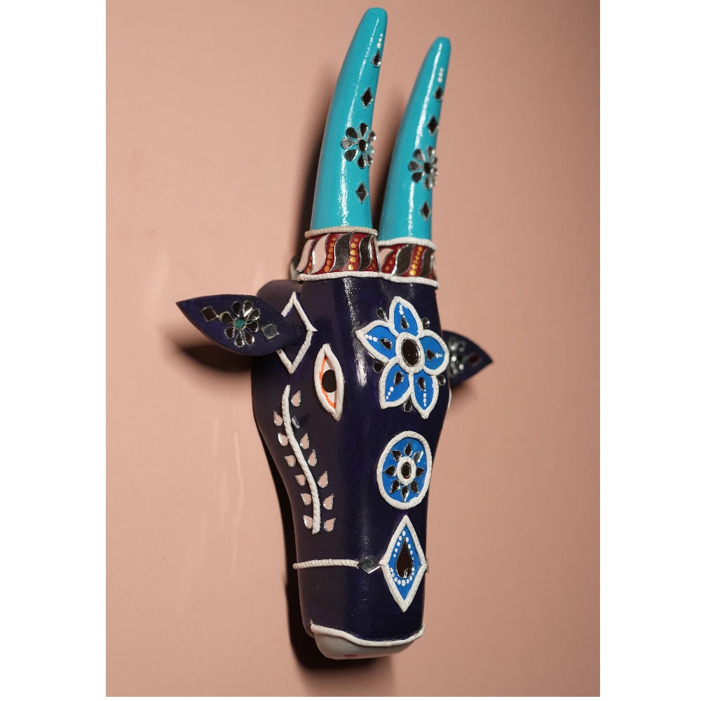 Hand-painted Pattachitra Cow Head Dark Sky Hand Painted D Cor Painting gallery image by Maavni