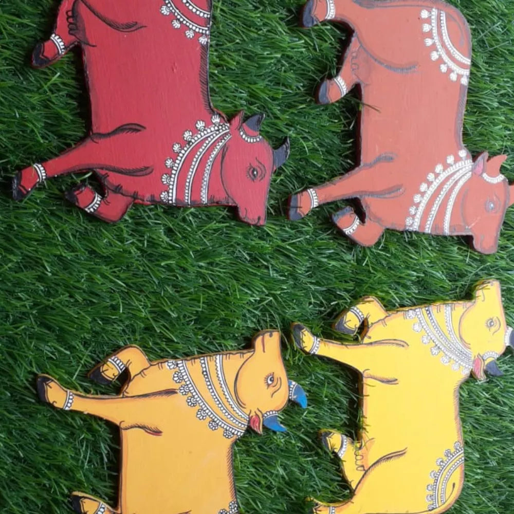 Hand-painted Pattachitra Cow Decor by Maavni