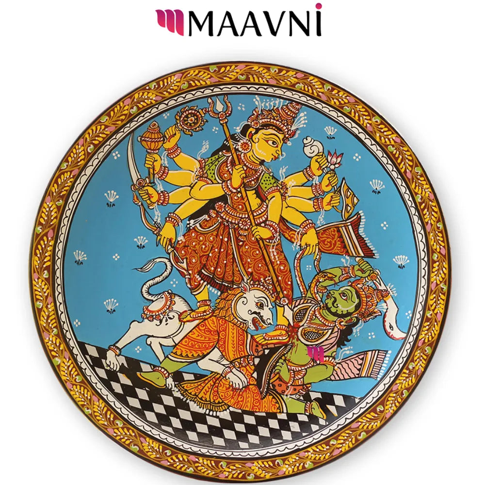 Hand-painted Pattachitra Durga Ma Wall Plate by Maavni