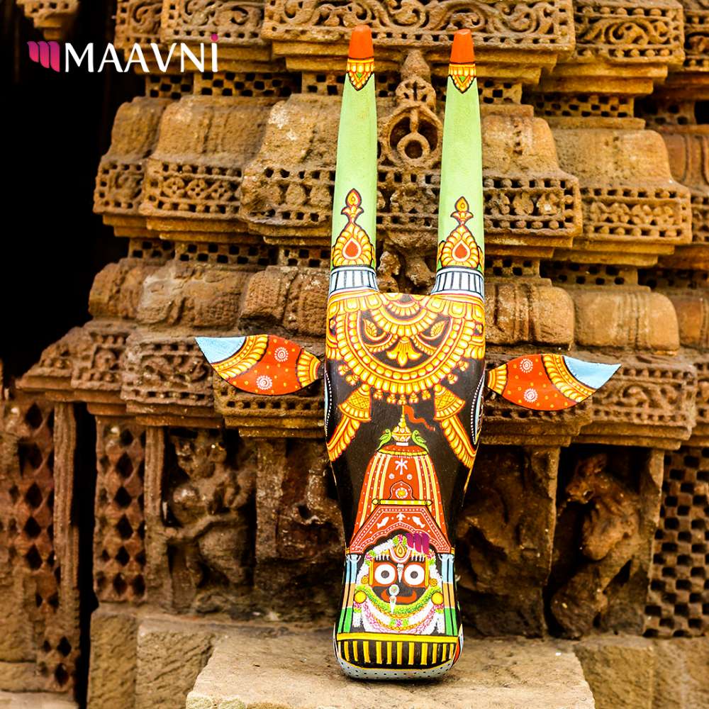 Hand-painted Pattachitra Jaganath Cowhead Decor gallery image by Maavni