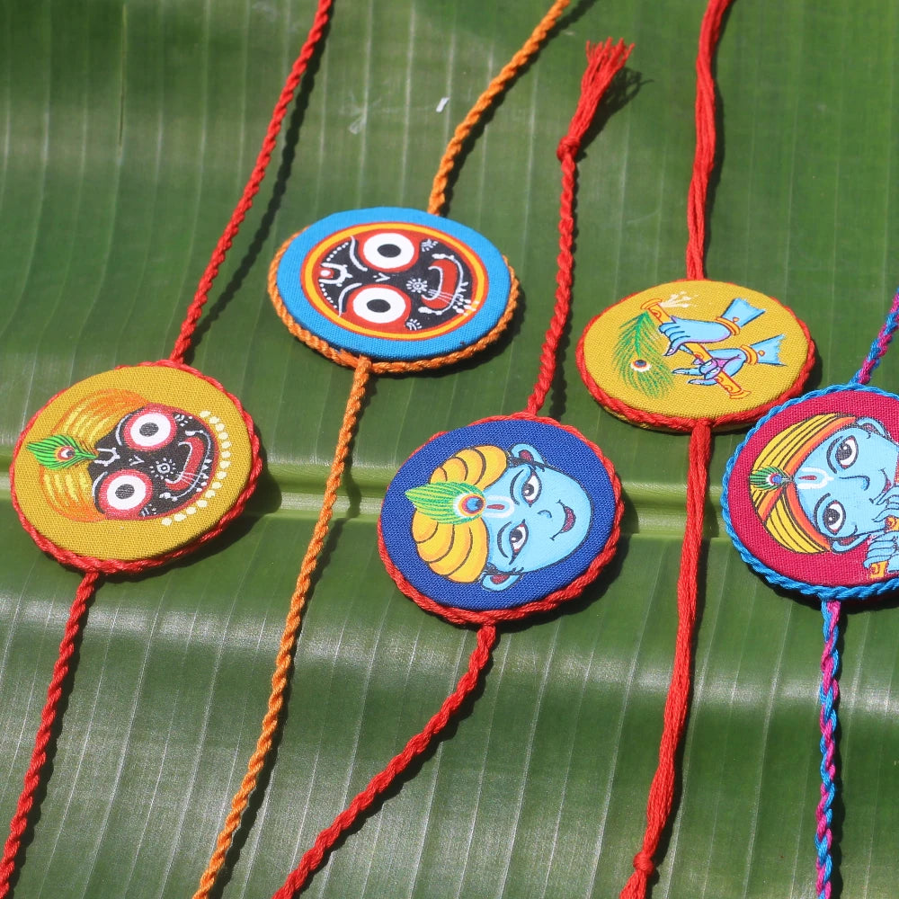 Hand-painted Pattachitra Rakhi Convertable Brooch Festive Decor gallery image by Maavni