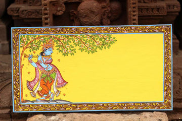 Hand-painted Pattachitra Krishna Border Wall Plate by Maavni